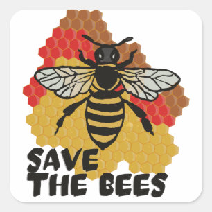 Pegatina Cuadrada Día de la Tierra, salven a las abejas