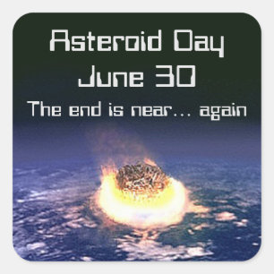 Pegatina Cuadrada Día de los Asteroides 30 de junio