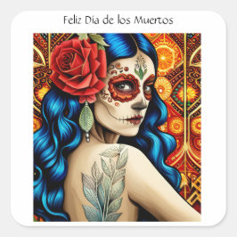 Pegatina Cuadrada Día de los Muertos