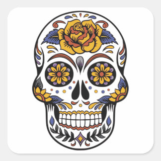 Pegatina Cuadrada Día de los muertos por el derrumbe de azúcar en Mé
