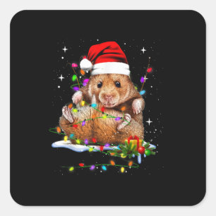 Pegatina Cuadrada Día de los Navidades de Cute Hamster
