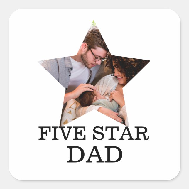 Pegatina Cuadrada Día de los Padres Únicos Modernos Cinco estrellas  (Anverso)