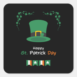 Pegatina Cuadrada Día de los Patrocinadores Irlandés Lucky - Irlandé