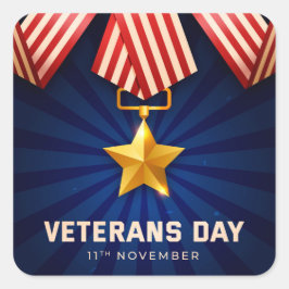 Pegatina Cuadrada Día de los Veteranos