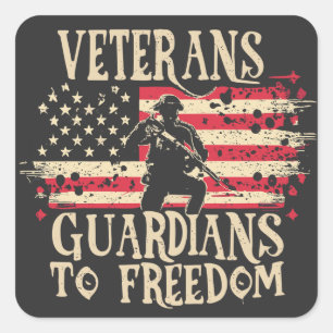 Pegatina Cuadrada Día de los Veteranos - Veteranos custodian la libe