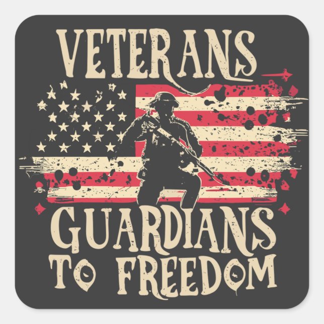 Pegatina Cuadrada Día de los Veteranos - Veteranos custodian la libe (Anverso)