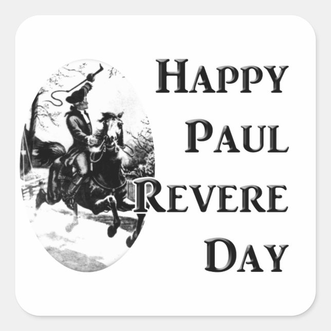 Pegatina Cuadrada Día de Paul Revere (Anverso)