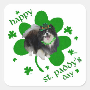 Pegatina Cuadrada Día de San Patricio de Pomerania negra
