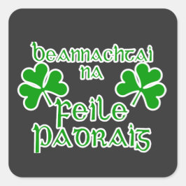 Pegatina Cuadrada Día de San Patricio gaélico