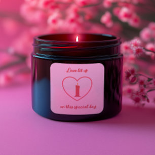 Pegatina Cuadrada Día de San Valentín Candle