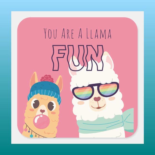 Pegatina Cuadrada Día de San Valentín de Llama Rosa Cute (Subido por el creador)