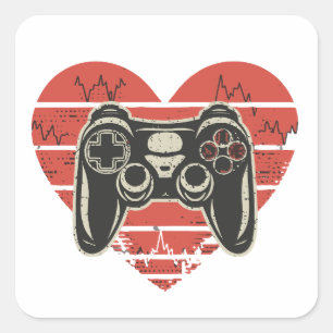 Pegatina Cuadrada Día de San Valentín de videojuegos divertidos Game
