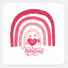 Pegatina Cuadrada Día de San Valentín del Arcoiris
