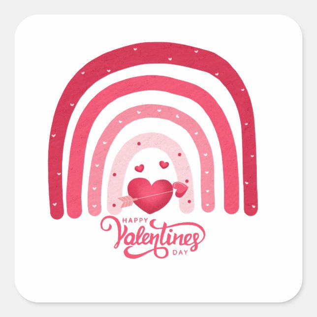 Pegatina Cuadrada Día de San Valentín del Arcoiris (Anverso)