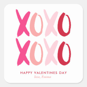 Pegatina Cuadrada día de San Valentín "XOXO"