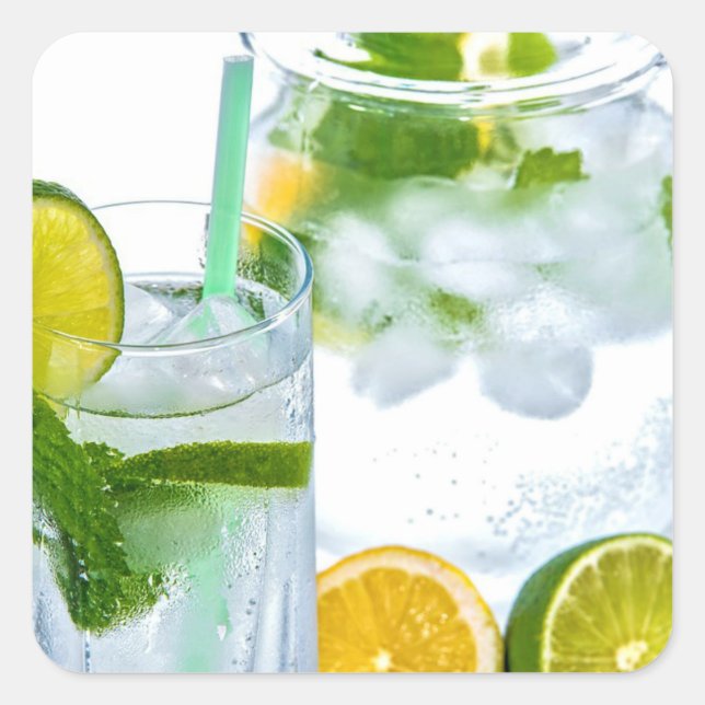 Pegatina Cuadrada Día de verano caliente... refrescante (Anverso)