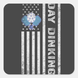 Pegatina Cuadrada Día del baloncesto con bandera patriótica norteame