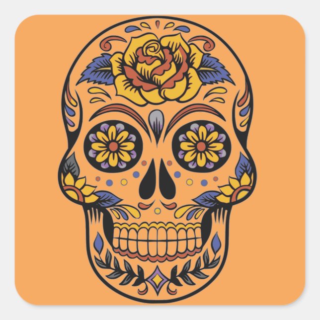 Pegatina Cuadrada Día del cráneo mexicano de los muertos (Anverso)