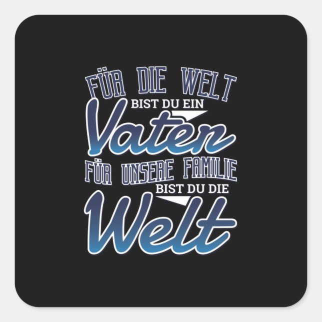 Pegatina Cuadrada Día del padre alemán (Anverso)