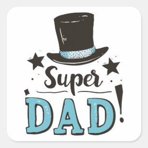 Pegatina Cuadrada Día del Padre - Celebración de Super Papá