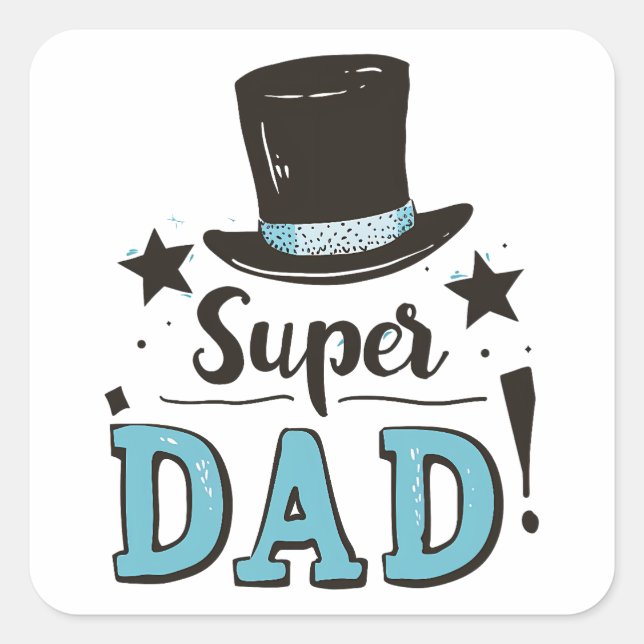 Pegatina Cuadrada Día del Padre - Celebración de Super Papá (Anverso)