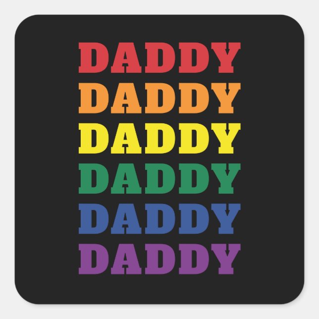 Pegatina Cuadrada Día del Padre del Orgullo Gay de Papi LGBTQ (Anverso)