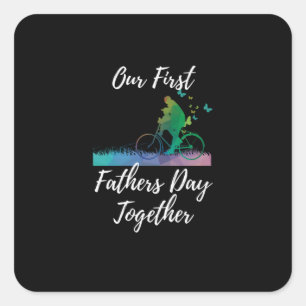 Pegatina Cuadrada Día del padre Nuestro primer Día de los Padres j