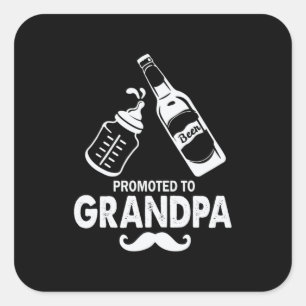 Pegatina Cuadrada Día del padre promovido al abuelo