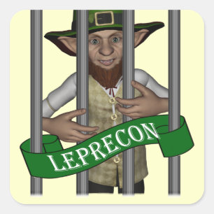 Pegatina Cuadrada Dia divertida de leprechaun St Patrick