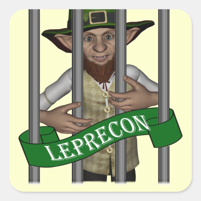 Pegatina Cuadrada Dia divertida de leprechaun St Patrick (Anverso)
