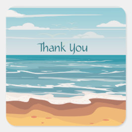 Pegatina Cuadrada Día en la playa