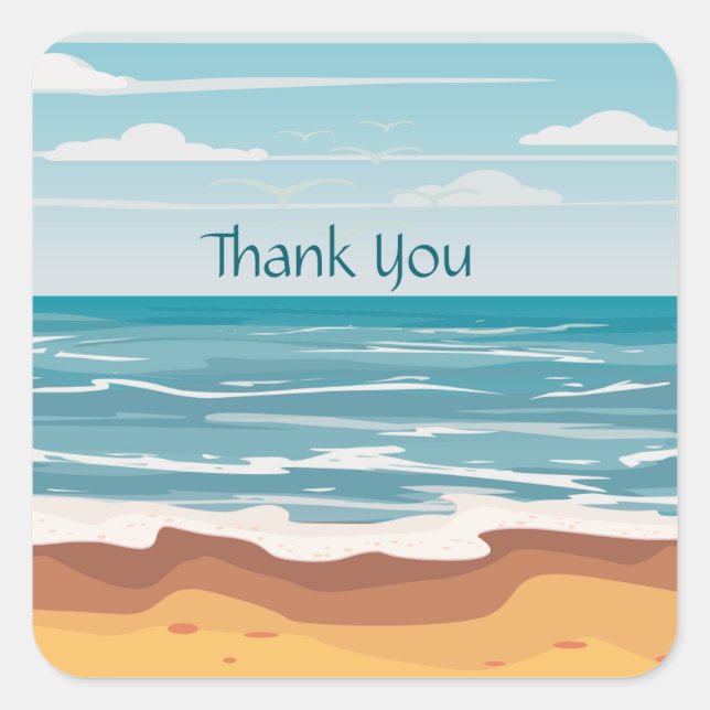 Pegatina Cuadrada Día en la playa (Anverso)