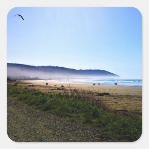 Pegatina Cuadrada Día espléndido en Crescent City Beach, California