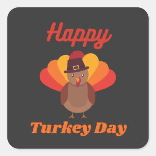 Pegatina Cuadrada Día Feliz de Acción de Gracias