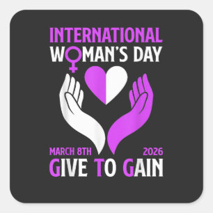Pegatina Cuadrada Día Feliz de la Mujer para Dar para Ganar