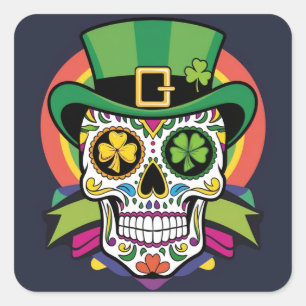 Pegatina Cuadrada Día feliz y genial de San Patricio