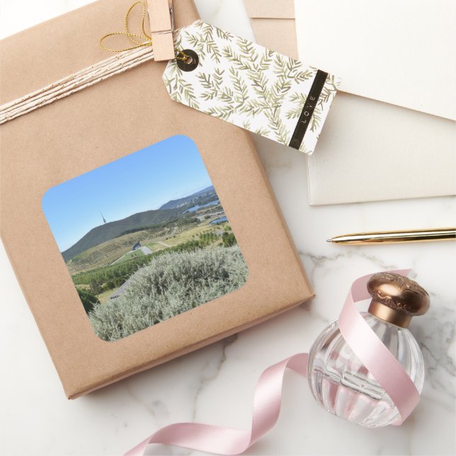 Pegatina Cuadrada Día Idílico en Canberra (Regalar)