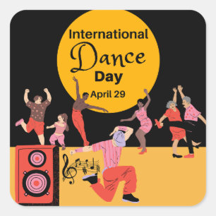 Pegatina Cuadrada Día Internacional de la Danza Día Mundial de la