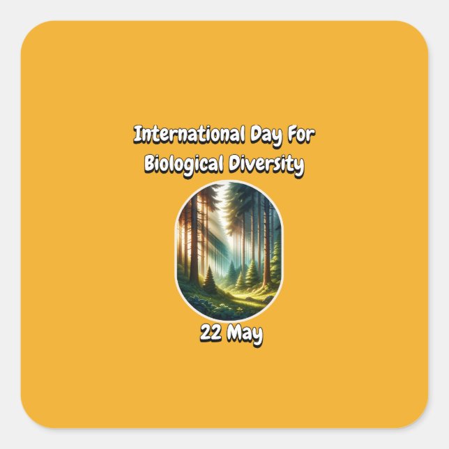 Pegatina Cuadrada Día Internacional de la Diversidad Biológica (Anverso)