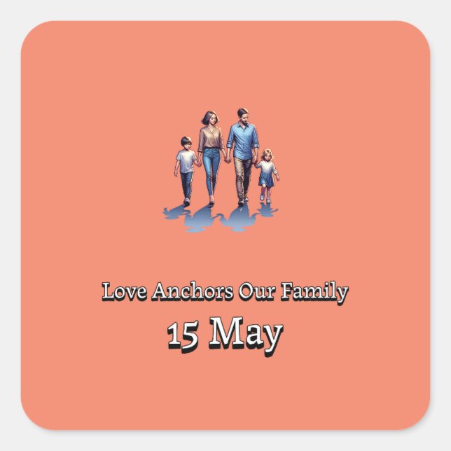 Pegatina Cuadrada Día Internacional de la Familia (Anverso)
