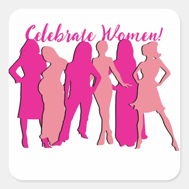 Pegatina Cuadrada Día Internacional de la Mujer (Anverso)