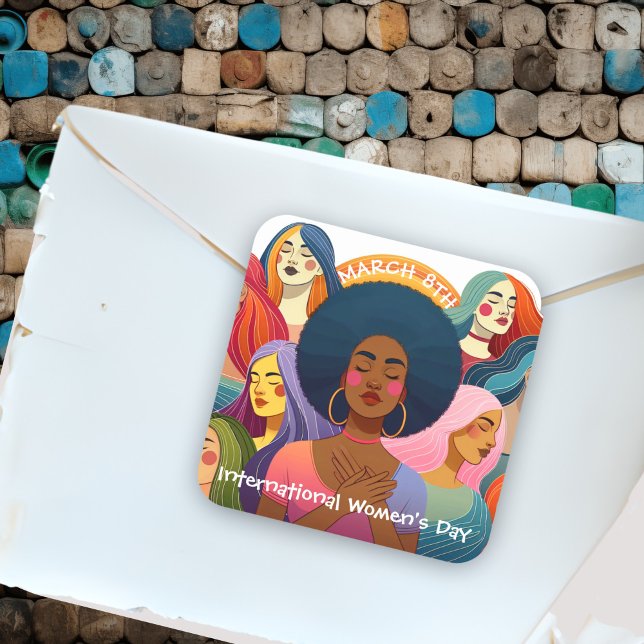 Pegatina Cuadrada Día Internacional de la Mujer (Subido por el creador)
