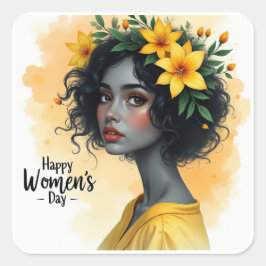 Pegatina Cuadrada Día Internacional de la Mujer