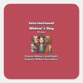 Pegatina Cuadrada Día Internacional de la Viuda. 23 de junio