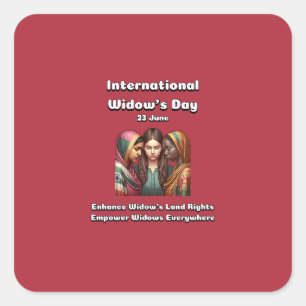 Pegatina Cuadrada Día Internacional de la Viuda. 23 de junio