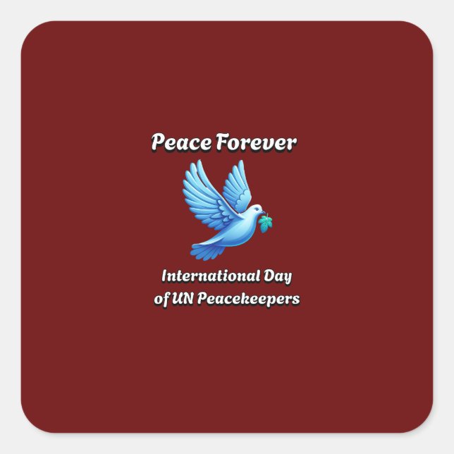 Pegatina Cuadrada Día Internacional de las Fuerzas de Paz de las Nac (Anverso)