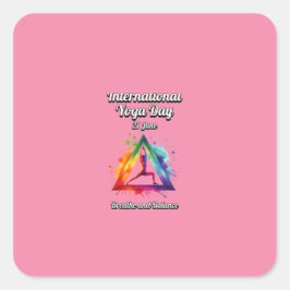 Pegatina Cuadrada Día Internacional del Yoga