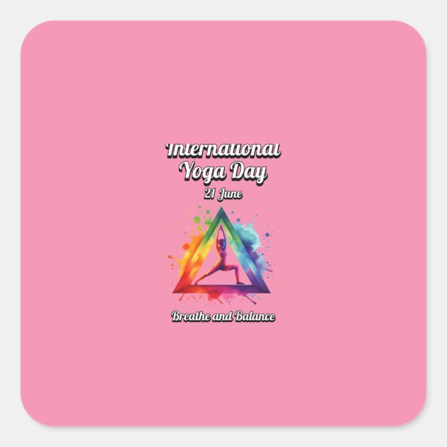 Pegatina Cuadrada Día Internacional del Yoga (Anverso)