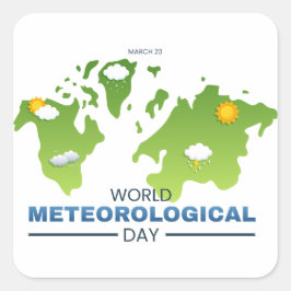 Pegatina Cuadrada Día Mundial de la Meteorología