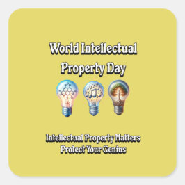 Pegatina Cuadrada Día Mundial de la Propiedad Intelectual: Proteja a